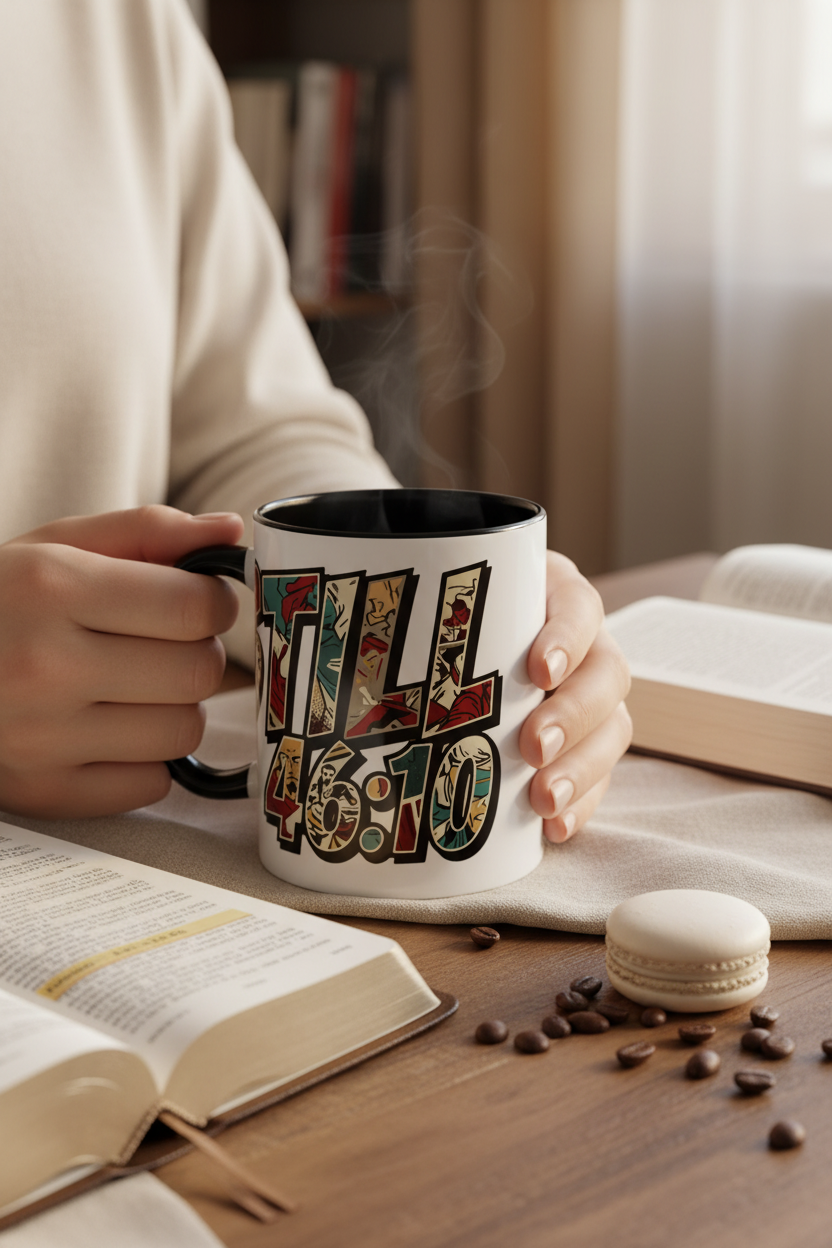Be Still Mug — Lifestyle Pinterest Mockup
