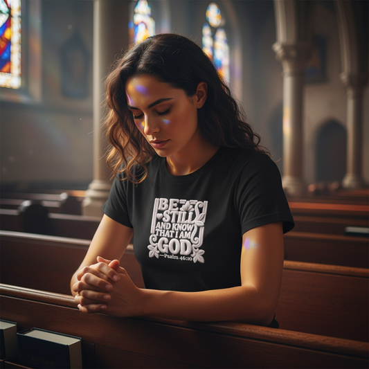 Be Still and Know That I Am God T-Shirt — Psalm 46:10 | Christian Gift UK
