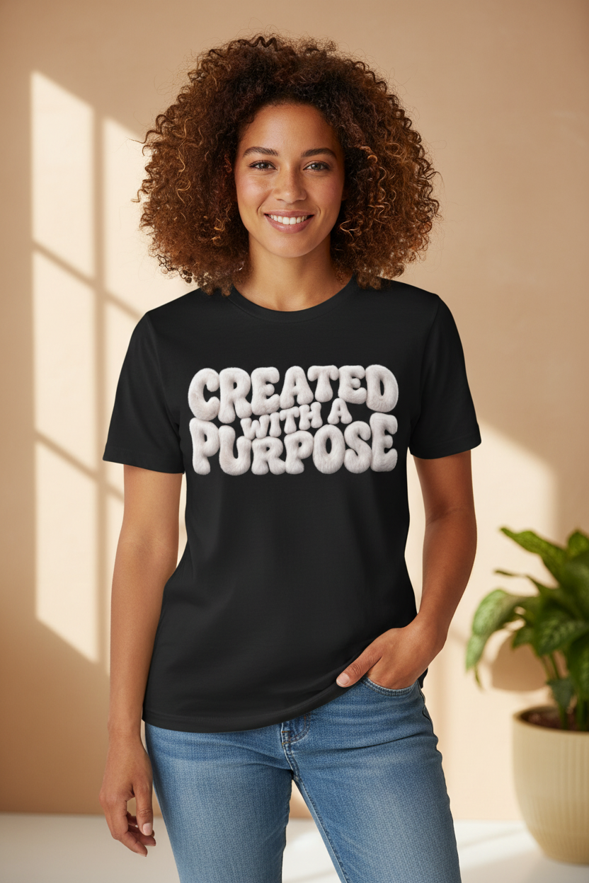 Created With A Purpose T-Shirt — Christian Gift | Faith Graphic Tee UK